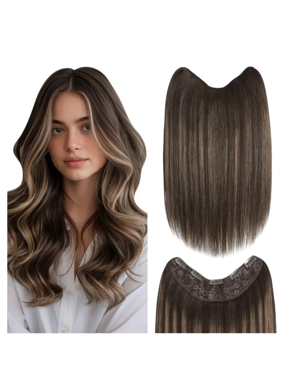 Dark Brown Chestnut Brown Human Hair 20 Inch Clip In Weft Hair Extension